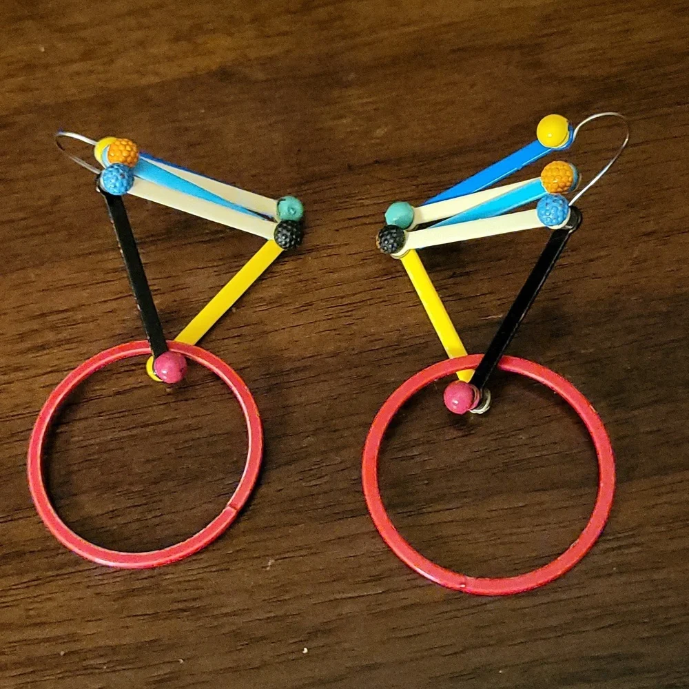 Eve Kaplin Vintage 80s Geometric Earrings - Picture 3 of 7